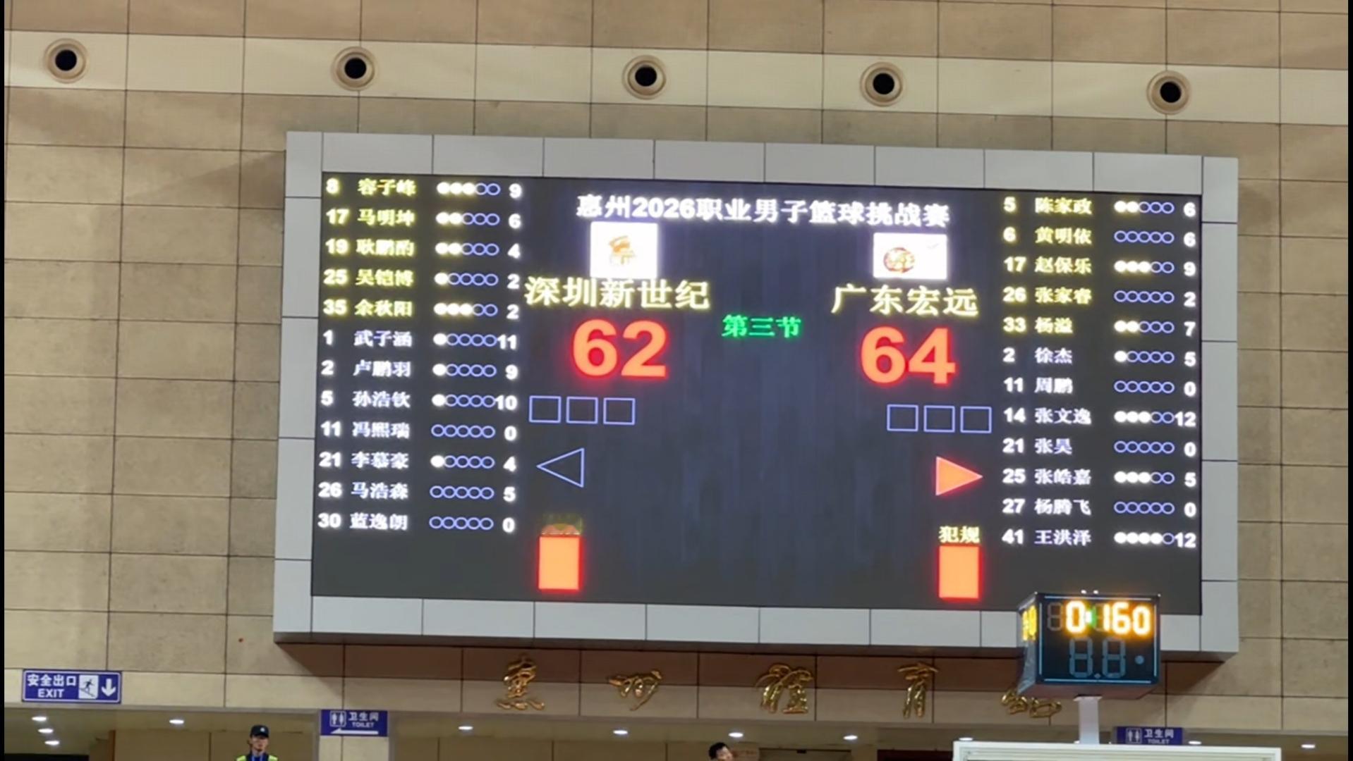 广东宏远与深圳新世纪的热身赛二番战！
       首节双方20打平，半场结束广东宏远47：41领先深圳新世纪！其中张文逸命中四记三分，赵保乐左右两侧也命中三分！广东宏远靠着三分高命中领先，而深圳新世纪靠着不断地突破杀伤广东内线。
       下半场继续双方还是打得难分难解，但是广东宏远的后场篮板