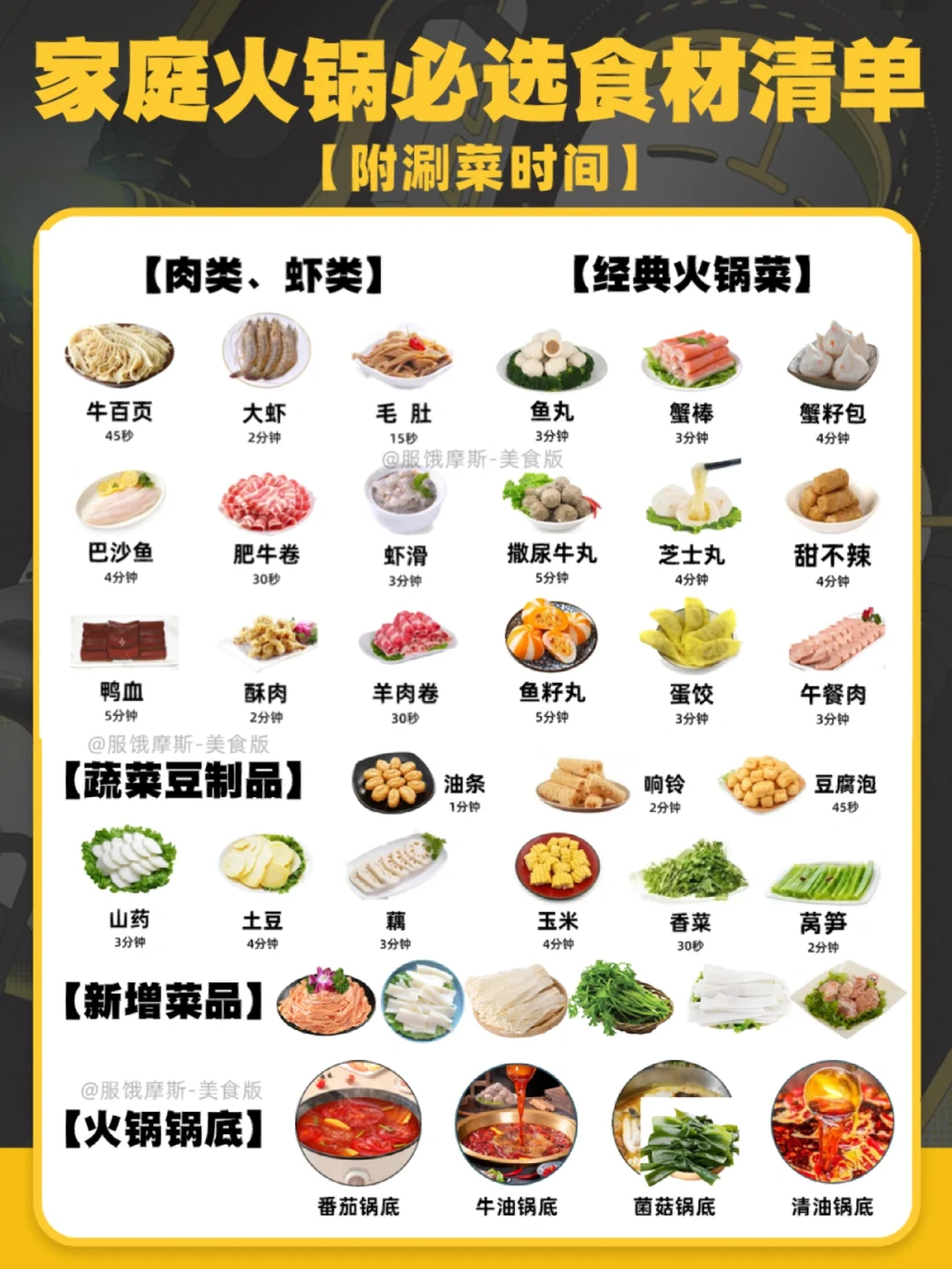 🔥家庭火锅必先食材清单，附锅底和蘸料❤