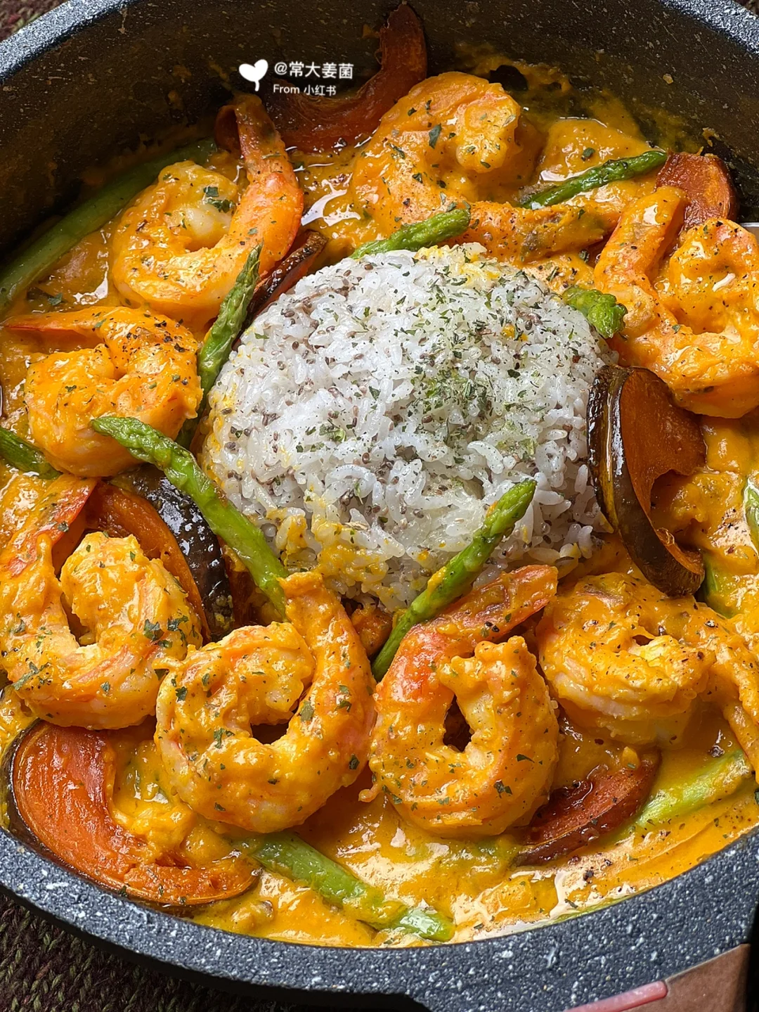 南瓜鸭蛋黄浓汤🍤🍚🥢虾饭，根本停不下来哇…