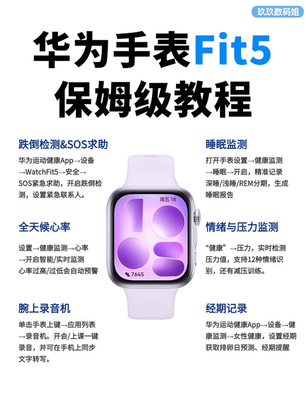 华为Watch Fit5巨全使用手册，小白秒上手✨