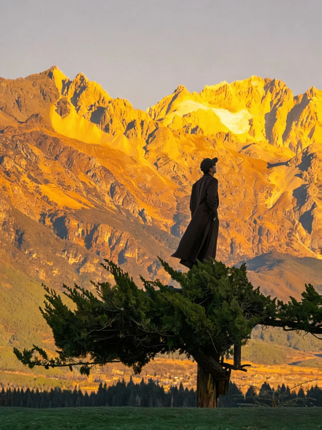 “听说看到日照金山的人，会幸运一整年”