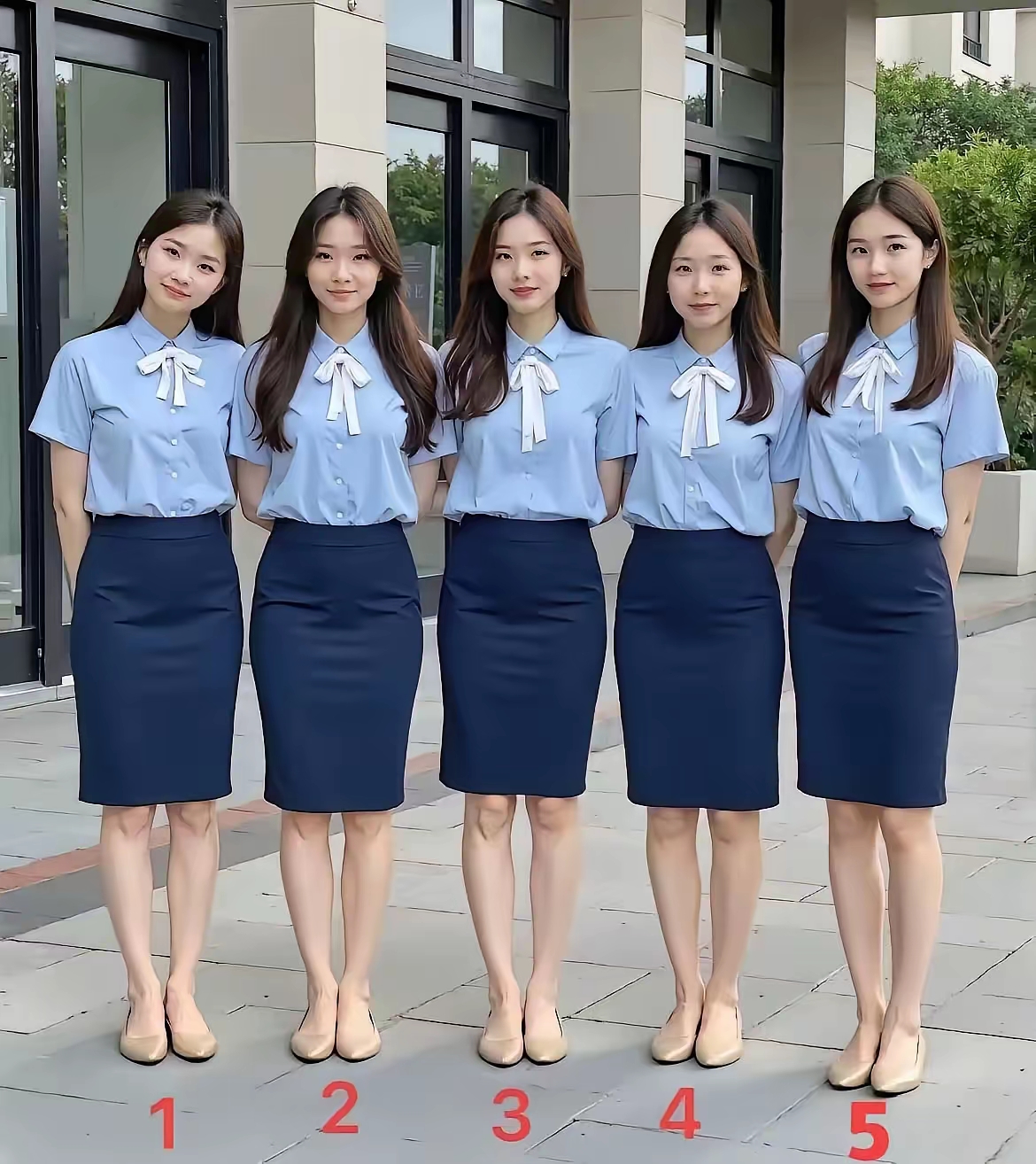 这五位服务生太棒了吧！一样的气质，看似是一个人一样呀！都挺漂亮的呀！越...