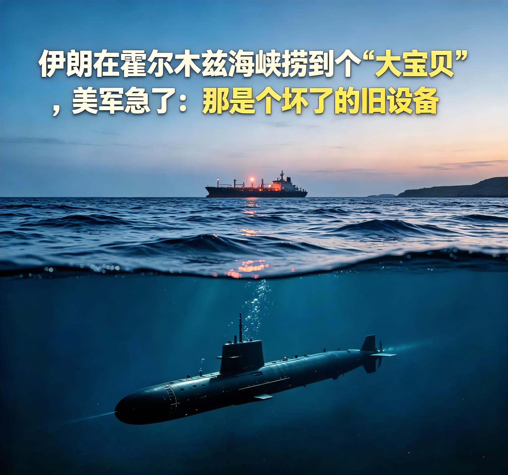 伊朗在霍尔木兹海峡捞到个&34;大宝贝&34;，美军急了：那是个坏了的旧设备
 
霍尔木兹海峡的博弈，已经从海面打到了水下。
 
9月8日，伊朗伊斯兰革命卫队宣布，在海峡入口处成功捕获一艘美军智能无人潜航器。伊朗方面公布的参数相当硬核：艇长5.8米，重近3吨，最大潜深可达6000米，水下连续运行最长10天，能执
