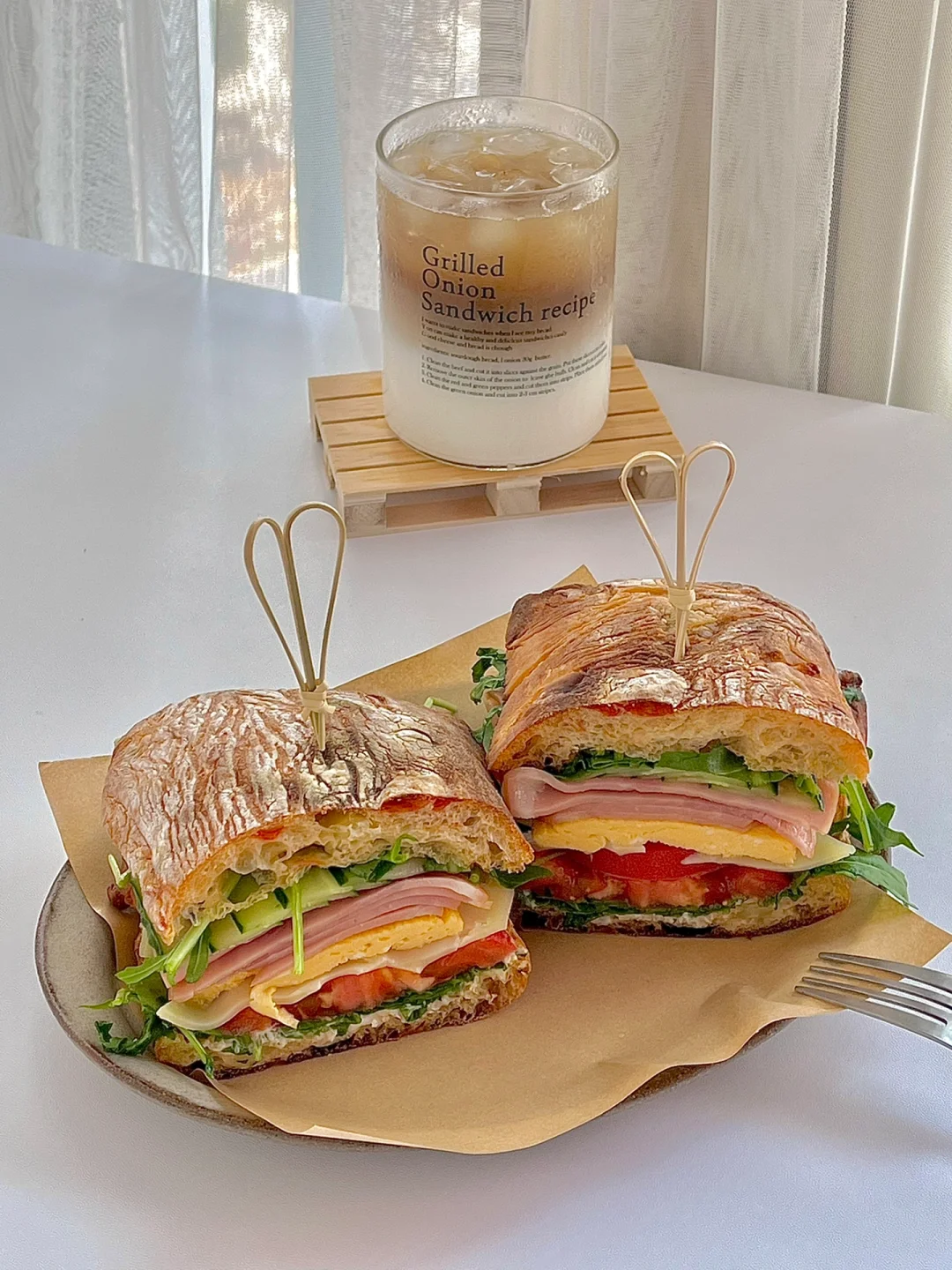 ☀️工作日早餐｜恰巴塔三明治｜冰拿铁☕️