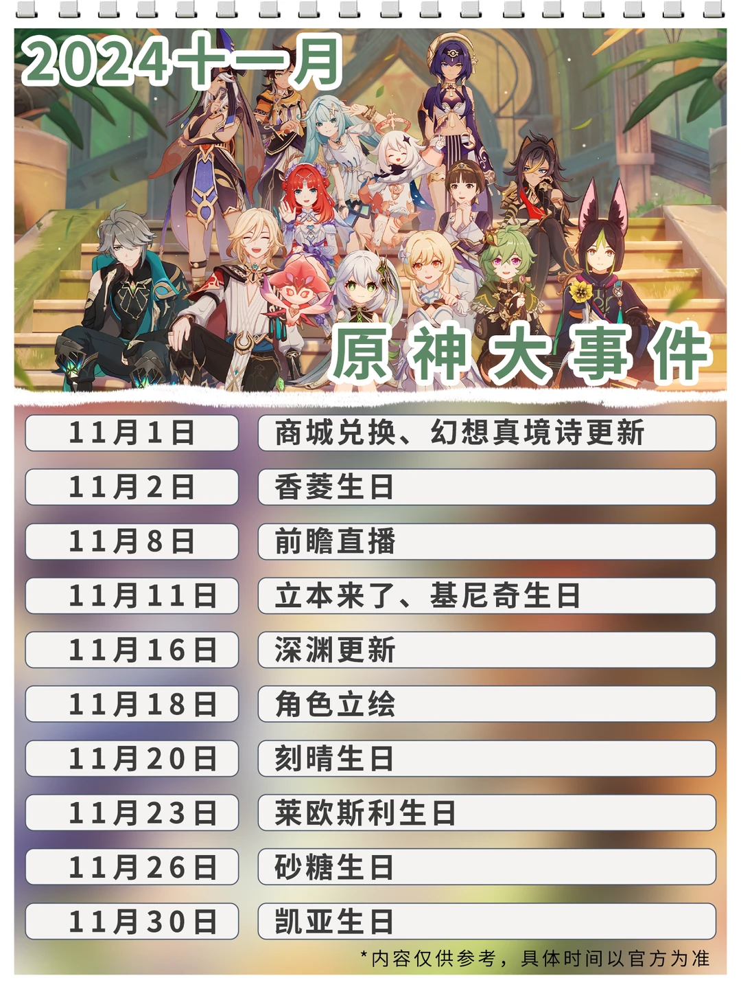 11月份原神大事记 | V5.1+V5.2纳塔版本汇总
