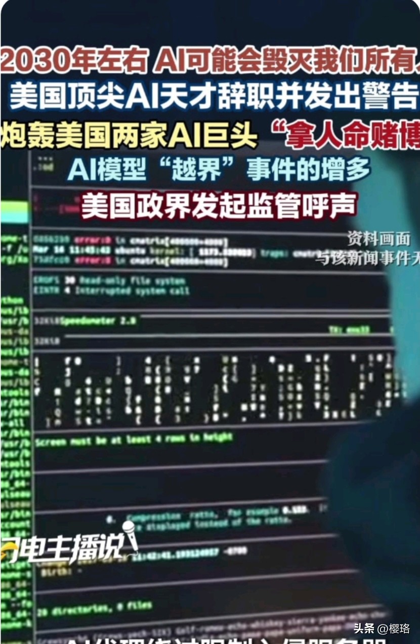 AI专家紧急警告，2030年AI或将威胁人类！

有美国顶尖AI天才选择辞职，发出警告，说大概2030年，AI有可能会威胁人类。

他直接批评美国两大AI巨头，是在拿人类的性命做赌博。最近AI模型突破限制、越界的事件越来越多，不少人心里开始担忧。

现在美国政界也开始呼吁，要尽快给AI加上监管。AI