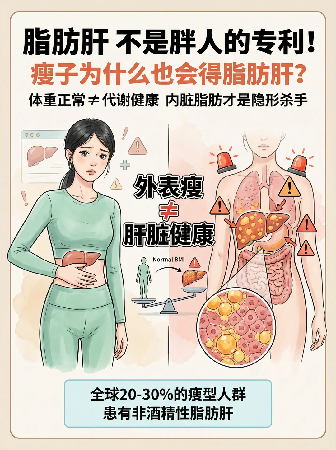 ⚠️四肢纤细肚子大？警惕“瘦人脂肪肝”