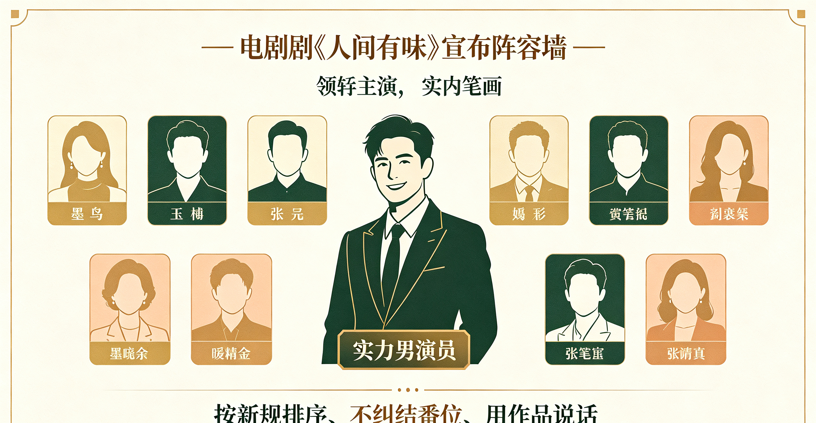 格局拉满！胡歌新剧按笔画排第八，彻底打破内娱撕番乱象
 
宝子们！真的被胡歌的格局狠狠折服了！内娱终于不靠咖位争番位了！
 
最近胡歌新剧《人间有味》官宣阵容，引发全网热议。很多人意外发现，作为绝对主线男主的胡歌，居然排在领衔主演第八位！
 
大家一开始还疑惑是不是待遇降级，后来才知道，这部剧是严格