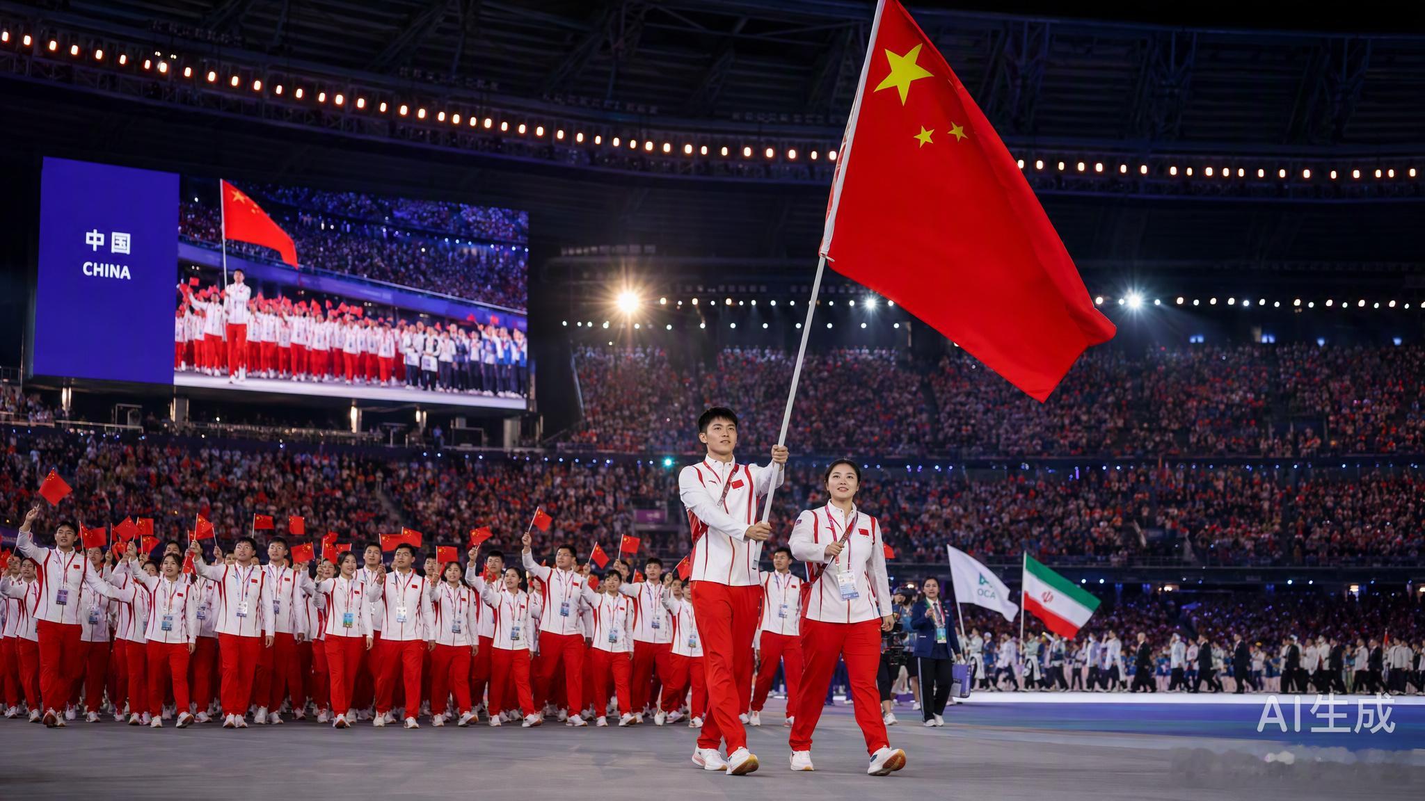 2026亚运会今天开幕，名古屋瑞穗公园的灯光亮起时，我们看到的不仅是45个国家和地区的1.1万名运动员入场，还有这届盛会背后那些略显狼狈的真实切片。

中国代表团815名运动员已经就位，胡明轩和吴愉扛着国旗走进赛场。但在此之前，多国代表团在机场因系统故障滞留数小时，国乒队员住进往返赛场要1.5小 ​