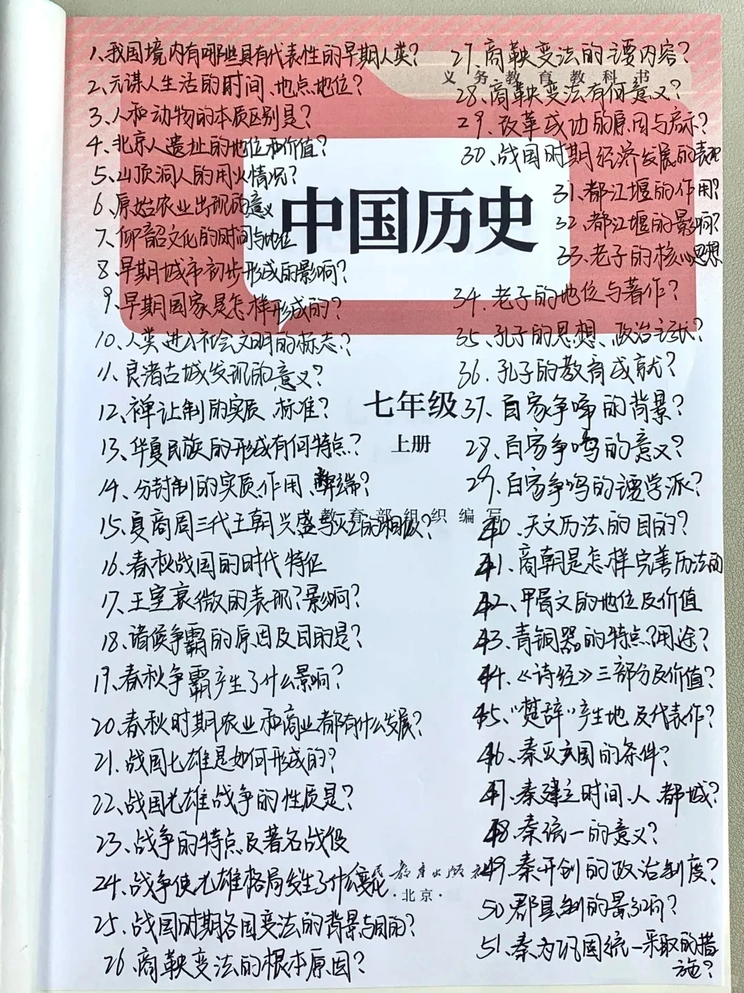 25新七上历史期末考：26道常考材料题