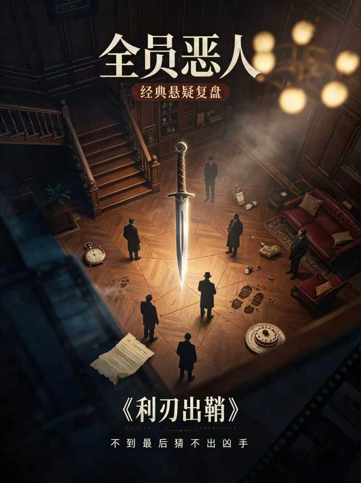 全员恶人！不到最后猜不出凶手的高分反转电影
一场深夜命案打破了豪门庄园的平静。年过八旬的知名悬疑作家，在自己生日当晚死在阁楼。警方初步勘察现场，认定这是一起自杀案件。可一位私家侦探突然收到匿名委托，有人愿意出钱，请他潜入庄园，重新调查这桩看似尘埃落定的死亡。
庄园里住着作家的一大家子，每一个人看起来