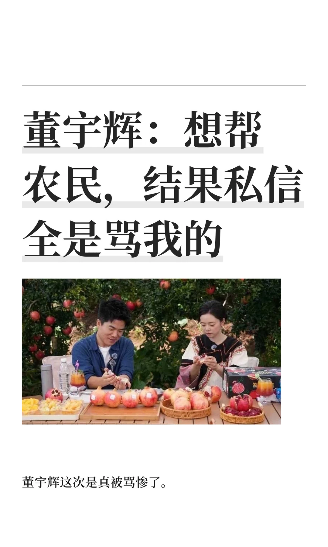 董宇辉：想帮农民，结果私信全是骂我的