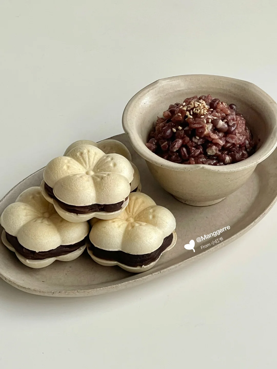 中式早餐｜红豆糯米饭➕豆沙梅花烙🫘