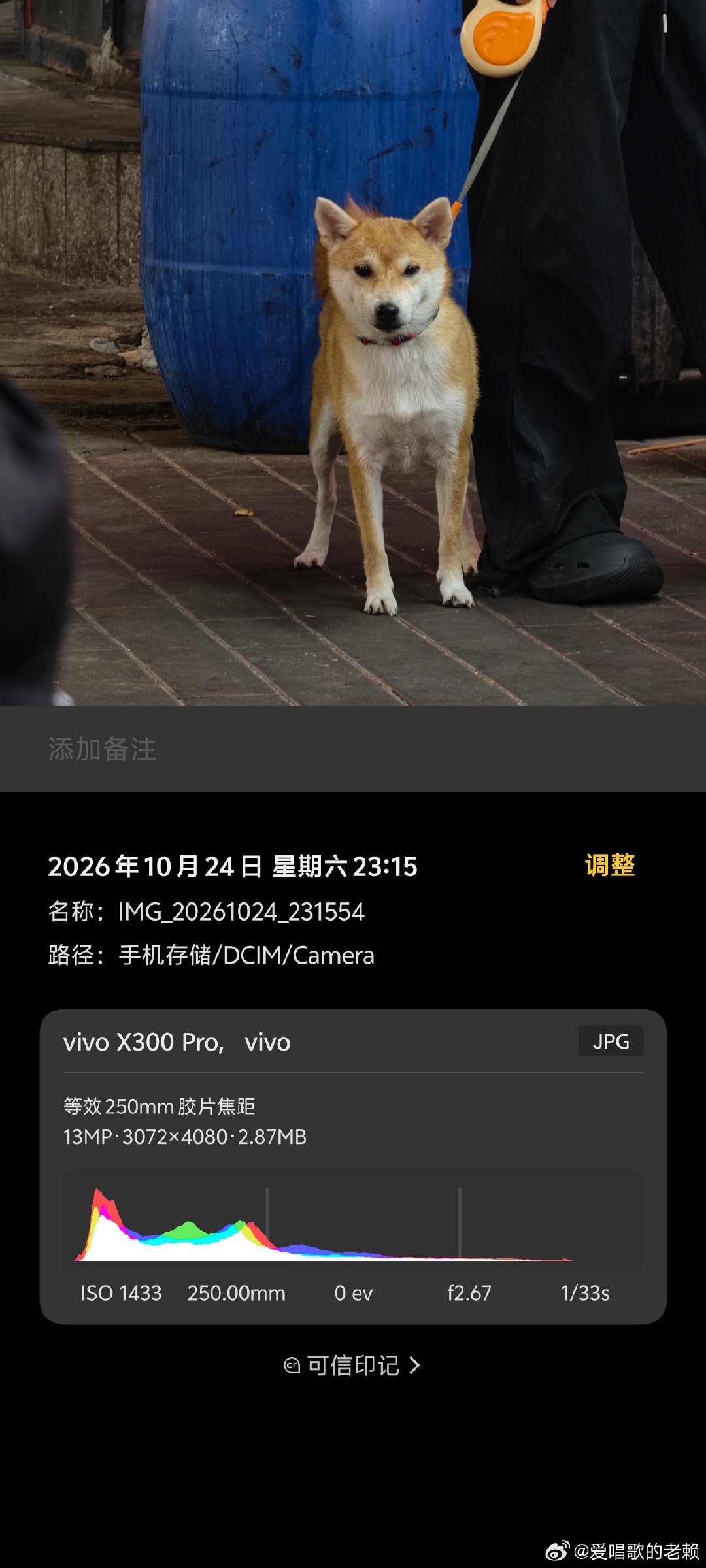 #vivo[超话]# 
蔡司原色风格，图1是没开原生光影的，图2跟3是开了原生光影的，vivo相机的算法真的该减少，图片内存变大不说，成片还跟鬼一样。 ​