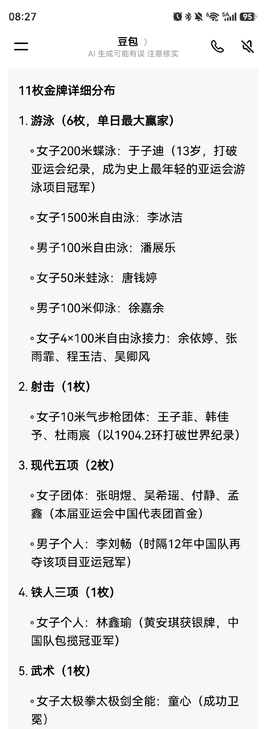 #中国队一天11枚金牌#太强了 ​