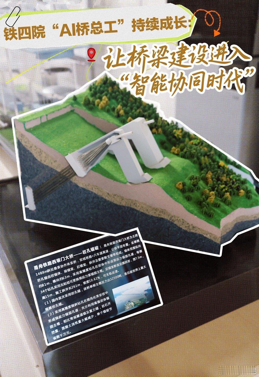 【铁四院有位“AI桥总工”，让造桥有了“好帮手”】铁四院桥梁院的建管一体化协同智能体，是一套让桥梁设计施工从“人干活”变成“AI协同干活”的智能系统。这套系统把铁四院多年积累的桥梁设计经验，转化为高质量数据集和专业知识库。
       AI不会取代桥梁工程师，但掌握AI的工程师，一定会在行业中 ​