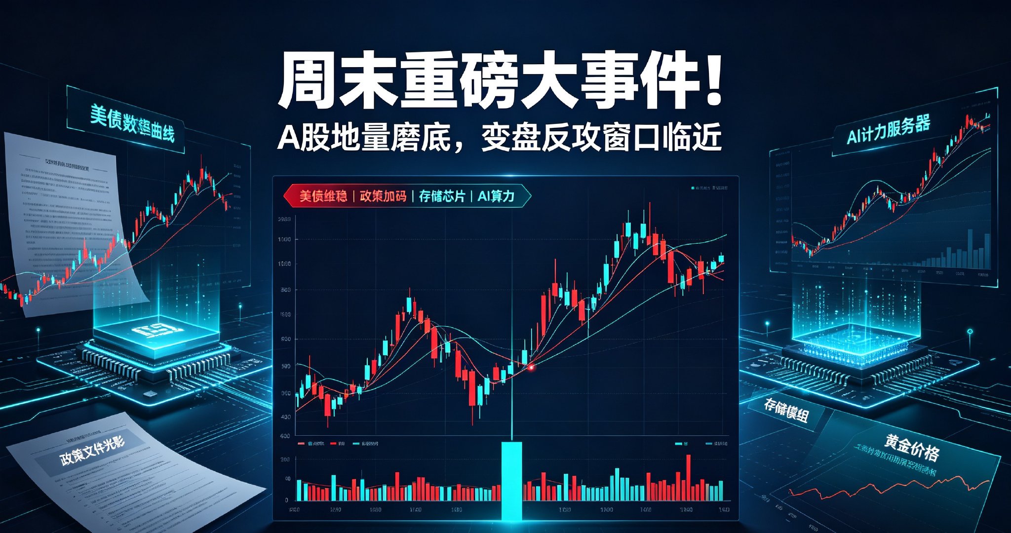 周末重磅大事件！A股地量磨底，变盘反攻窗口临近

这个周末市场利好密集落地，内外盘多重信号共振，A股短期变盘节点悄然临近。

外围层面，美债收益率高位波动，但美方释放维稳债市信号，缓解了全球资本市场最大不确定性，美股逆势收涨，外围风险偏好回暖，为A股下周修复营造了良好外部环境。

国内稳 ​