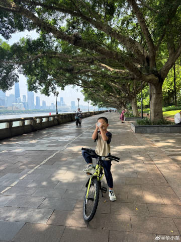 家➡️广州塔往返🚴 滨江路大树遮荫，很凉快～