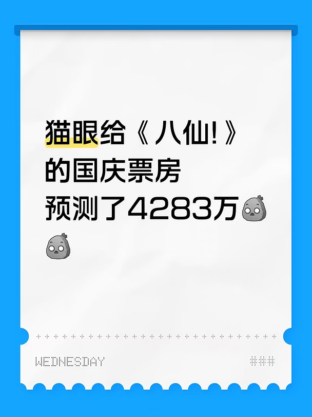 《八仙!》国庆预测票房是4283万