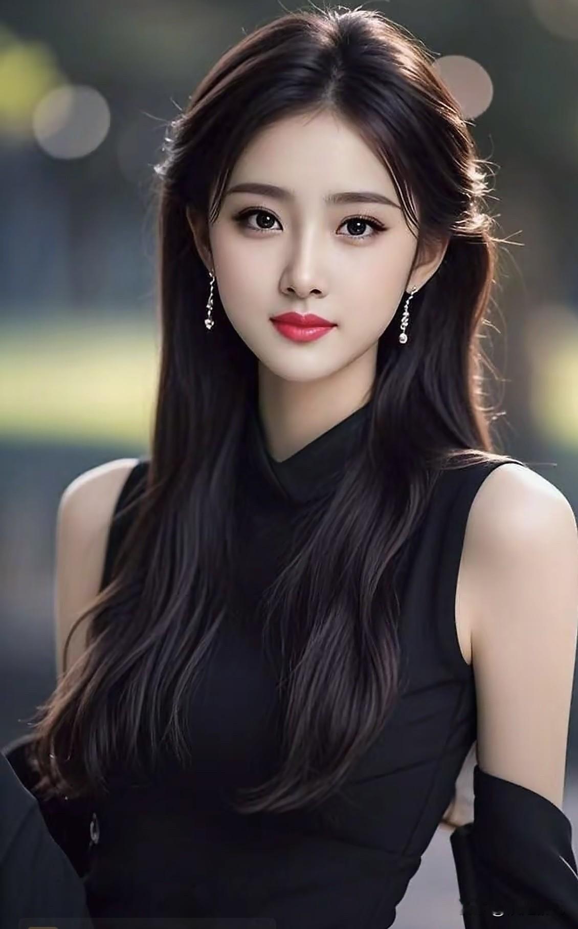 优雅黑裙，气质女神，红唇诱惑，尽显魅力！