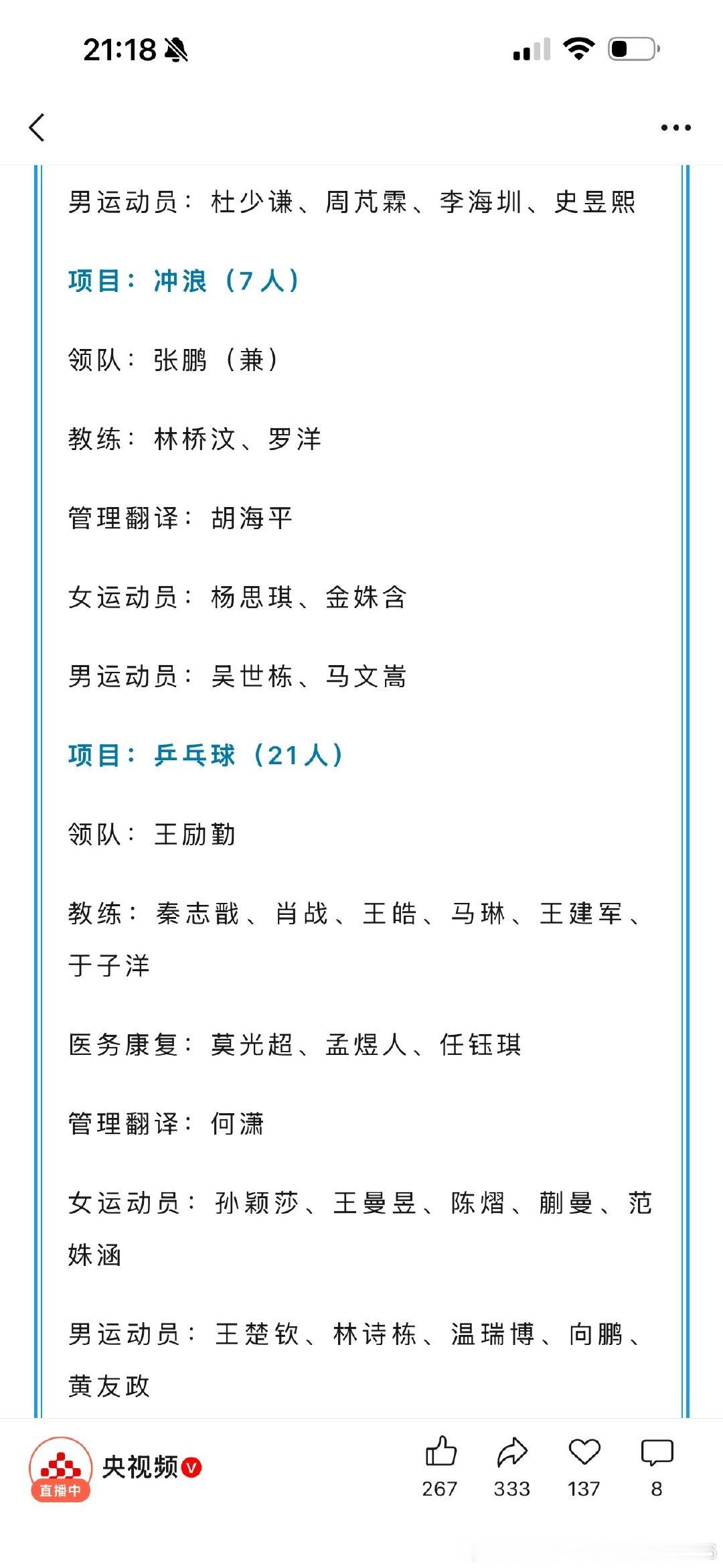 2026亚运会中国代表团名单出炉！ ​