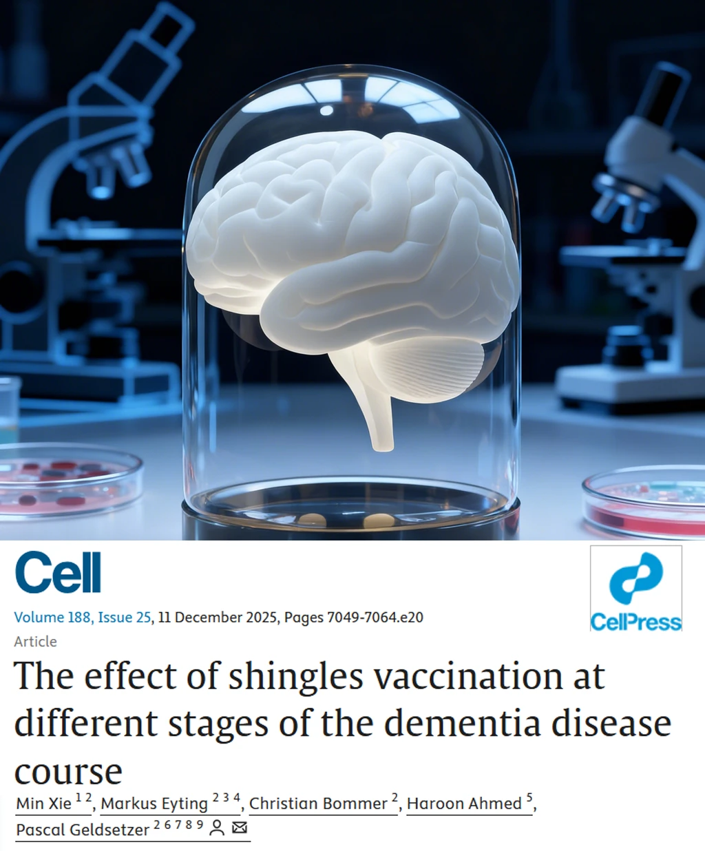 Cell重磅-带状疱疹疫苗降低痴呆 女性更好