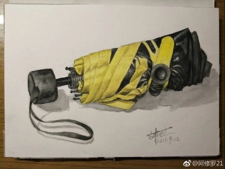 我的遮阳伞。水彩。