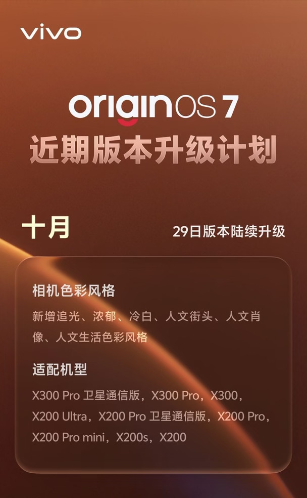 vivo OriginOS 7近期升级计划公布，诚意拉满