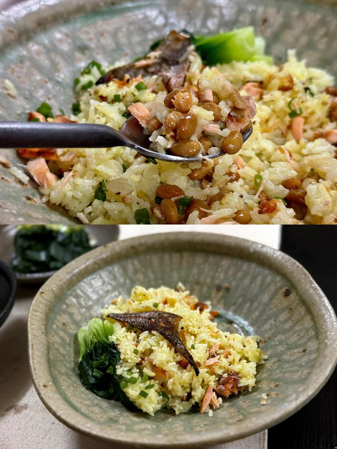 简单吃点🥢｜🌧️晚饭吃了吗❓烤三文鱼拌饭🐟