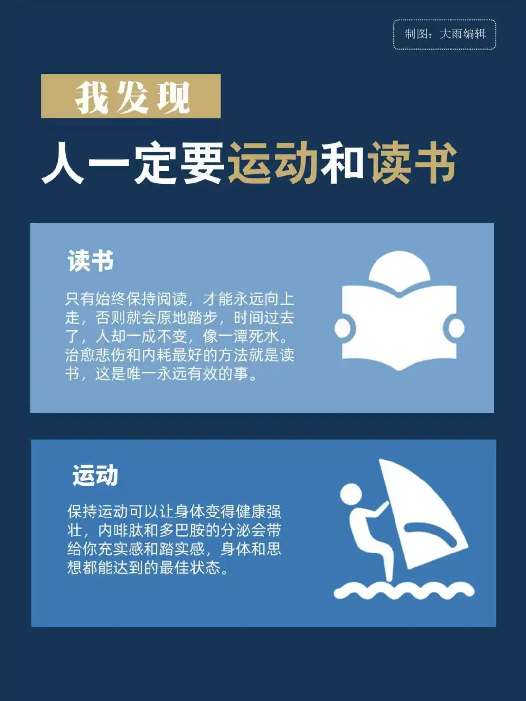 我发现，人一定要运动和读书📚