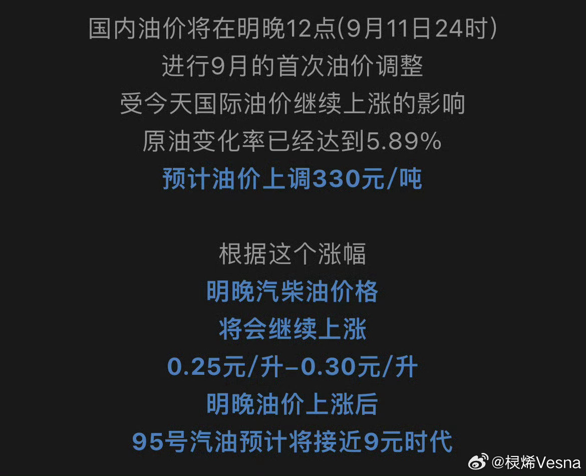 #油价涨涨涨#还能再涨的再高点吗？[捂嘴哭]没准过几年我都付不起油费了。。。[困] ​