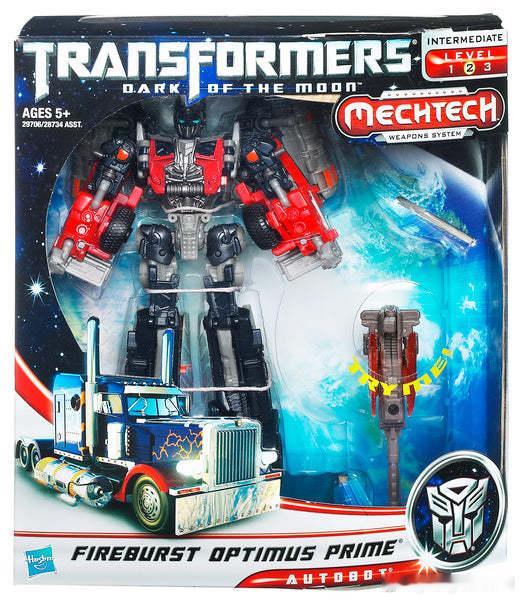 #生活手记#变形金刚 DOTM 月黑之时 V 级 Fireburst Optimus Prime 火焰爆发擎天柱（DA24 日版）
系列：Transformers Dark of the Moon，变形金刚 3 月黑之时，2011 年发售
级别：Voyager（航行家 V 级），带 MechTech 机电武器系统，武器可联动变形
全称：Fireburst Optimus Prime，火焰爆发擎天柱
版 ​
