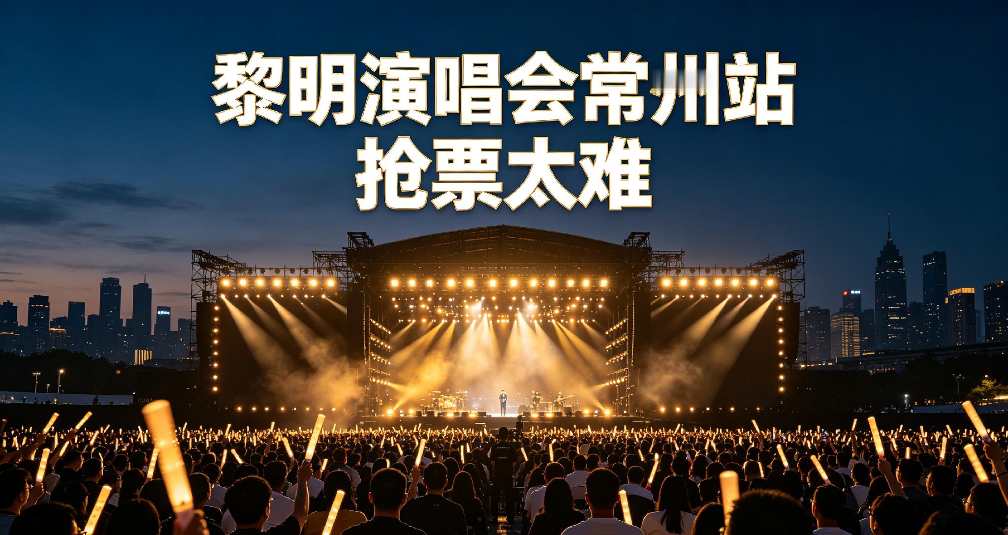黎明演唱会登陆常州，不少市民抢票遇难题
 
标题：黎明演唱会常州站热度暴涨，不少网友吐槽抢票太难
正文：
最近抖音常州热榜上，黎明11月14日常州新龙湖演艺中心演唱会话题持续刷屏，不少70、80后歌迷都期待线下重温经典金曲。开票之后短时间大量票源被抢空，后续官方放出少量加票，依旧一票难求。
 
很多
