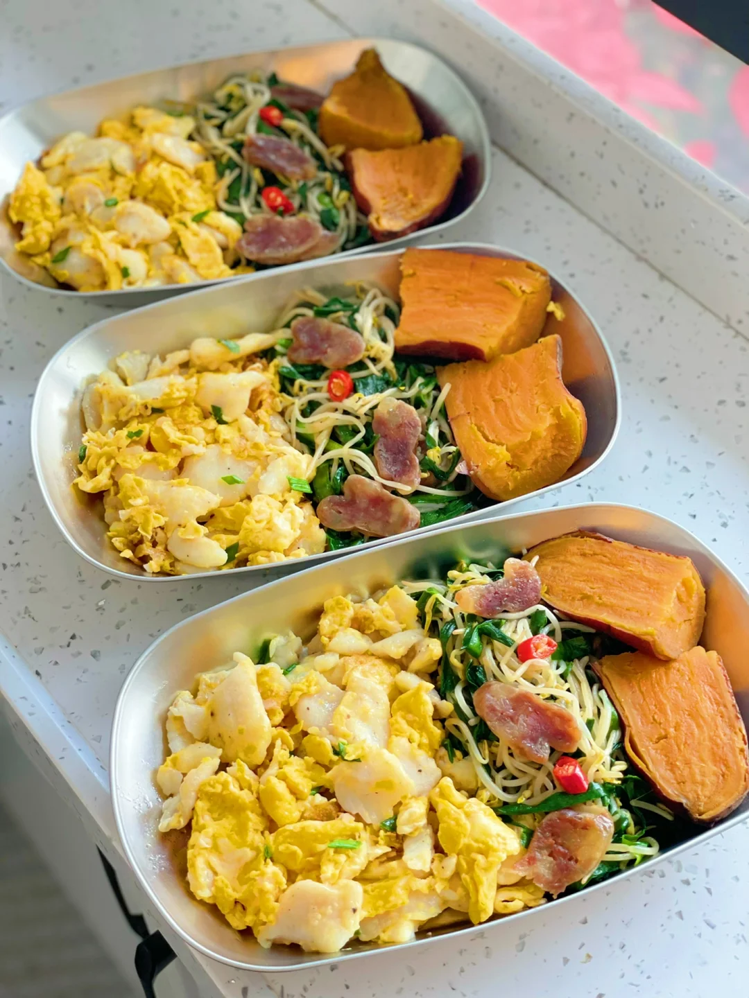 【减脂餐搭配】🔥鱼片炒蛋配豆芽韭菜🍛