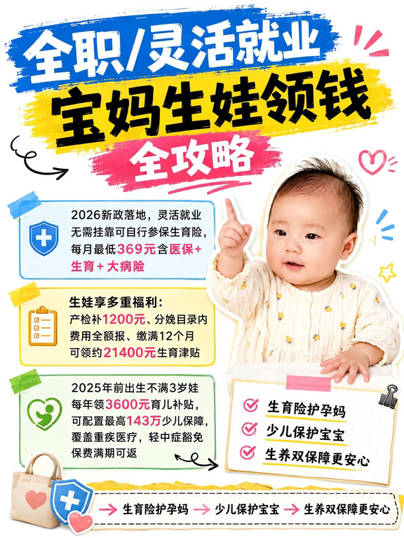 🔥9月起执行❗灵活就业别错2万生育福利