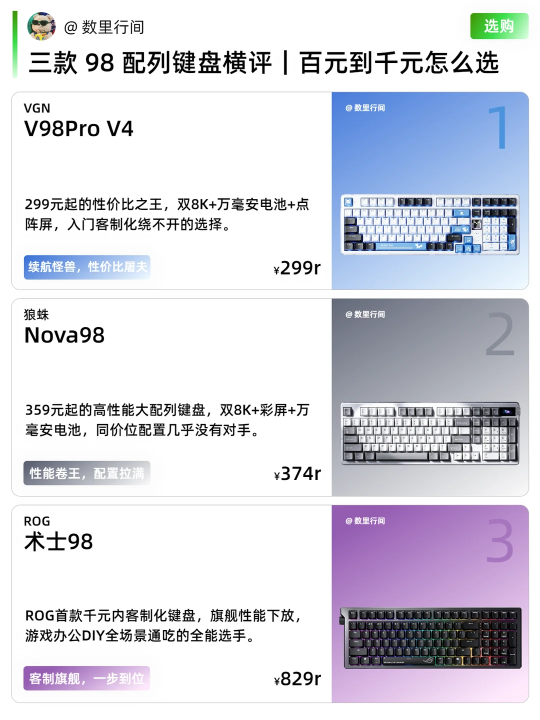三款 98 配列键盘横评｜百元到千元怎么选