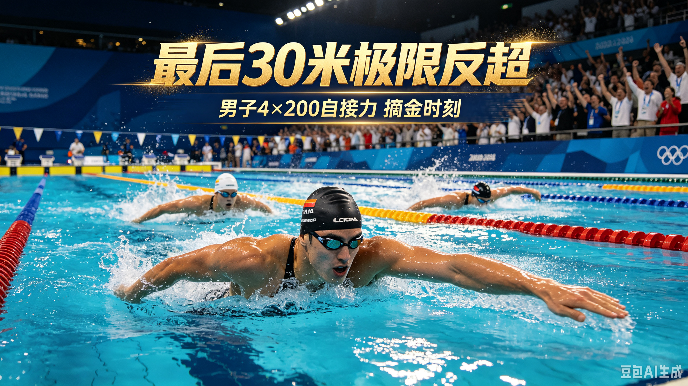 绝杀反超！男子4×200自接力中国队破亚洲纪录夺金
 
     9月21日，亚运会男子4×200米自由泳接力决赛上演逆转大战。中国队徐海博、费立纬、潘展乐、张展硕四人接力作战，末棒极限冲刺完成反超，以7分00秒17夺得金牌，打破亚洲纪录。
 
      比赛前半程中国队一度落后，队员们没有放弃，