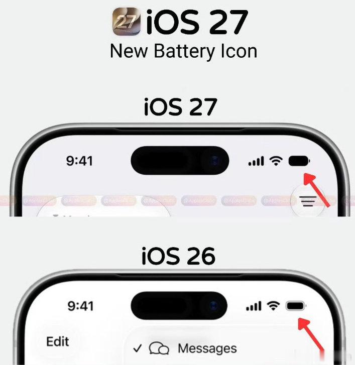 #iOS27电池图标 丑#  
这不是很清晰简洁吗？我觉得还好[流鼻血][流鼻血] ​