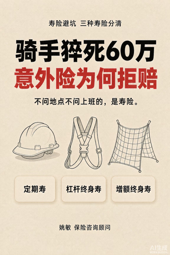 骑手猝死遭拒赔：意外险和寿险，什么区别