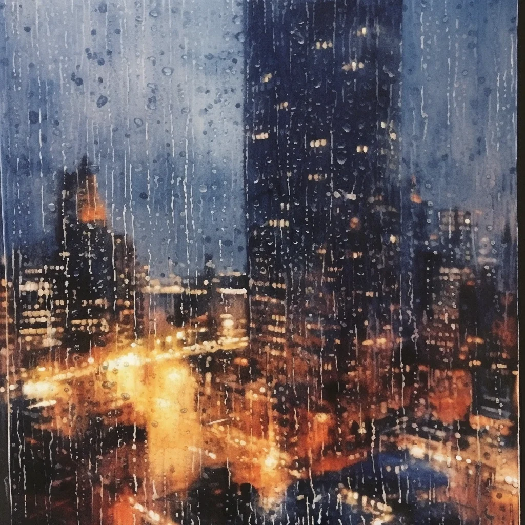AI水彩：雨窗