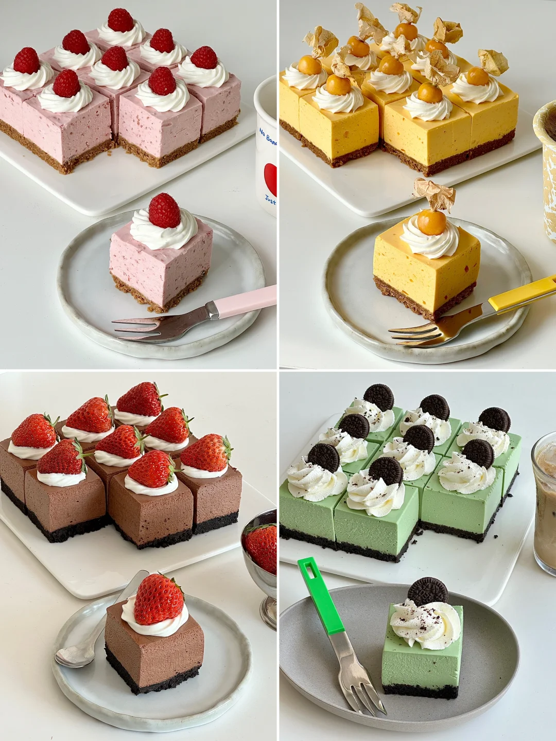 ❹款免烤甜品合集｜冰淇淋口感小方芝士蛋糕