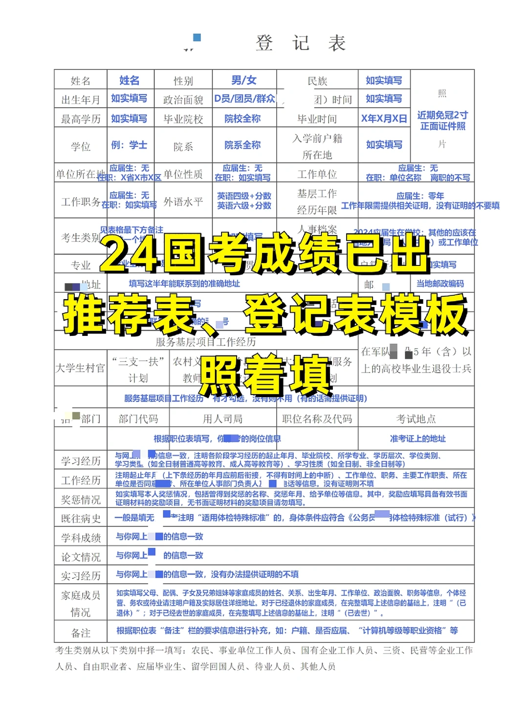 2024国考资格复审材料模板，成绩出了！