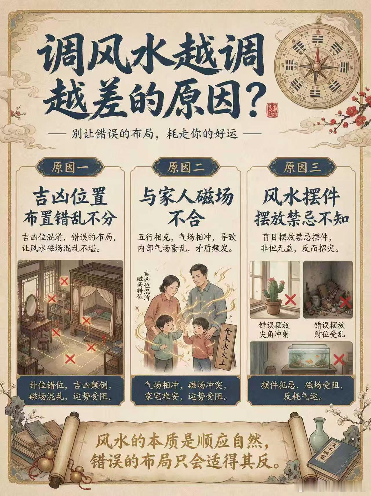 [捂脸]很多人的误区就是这样，听说貔貅招财，请；听说金蟾旺财，摆；听说五帝钱化煞，挂；听说水晶阵聚气，铺...风水上讲“气聚则吉，气散则凶”。摆件一多，各主其位，☯️各发其令，彼此冲撞，你以为请了一屋子帮手，其实。。。 ​​​