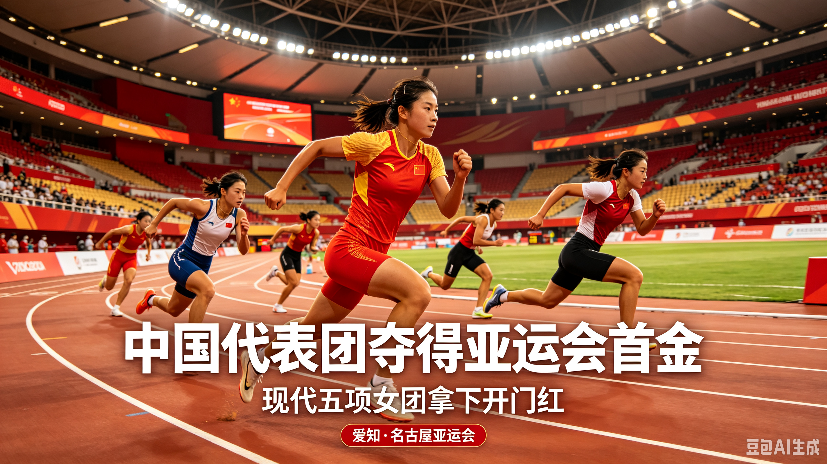 开门红！中国代表团拿下名古屋亚运会首金，现代五项女团勇夺桂冠
 
2026爱知-名古屋亚运会迎来首个比赛日，现代五项女子团体决赛传来喜讯，由张明煜、吴希瑶、付静、孟鑫组成的中国队成功拿下金牌，这也是本届亚运会中国体育代表团收获的第一枚金牌。
 
现代五项融合了击剑、游泳、马术、跑步、射击五项比拼，非