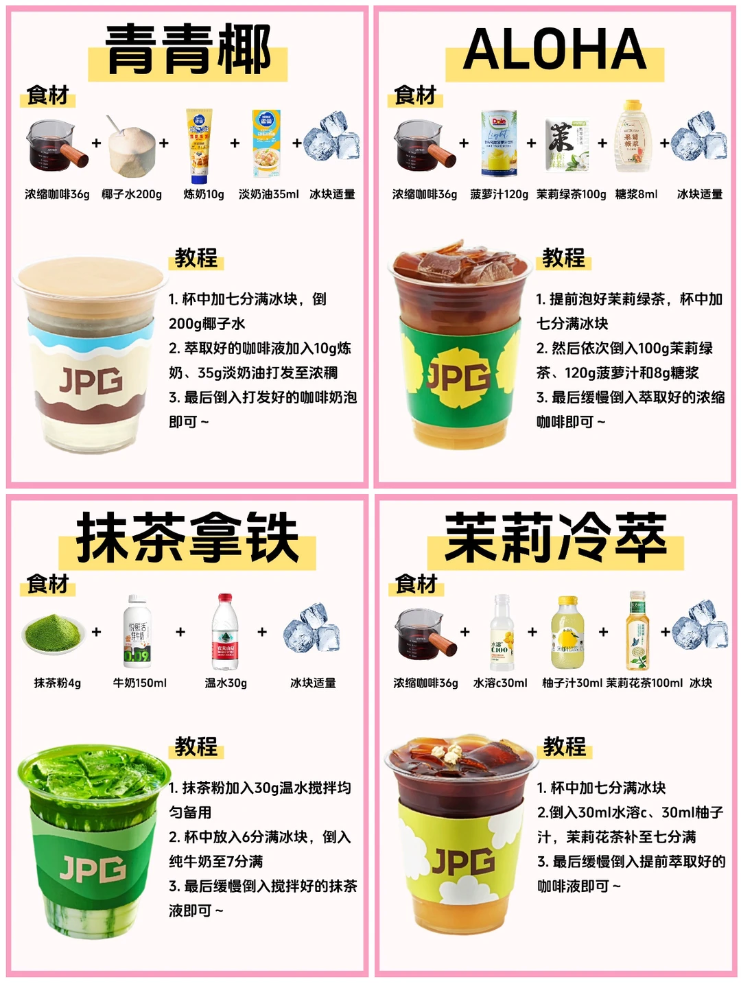 🔥自制咖啡‼️复刻4款jpg热门咖啡🔥0失败✅