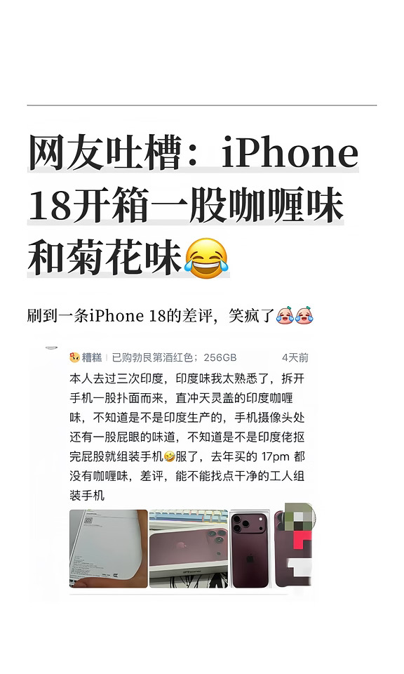 苹果最尴尬差评：iPhone 18有印度味
