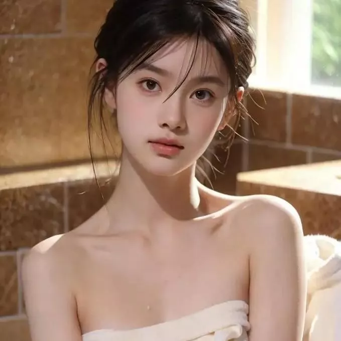 沐浴后的清新肌肤，自然的光泽，散发着纯净的美感。。