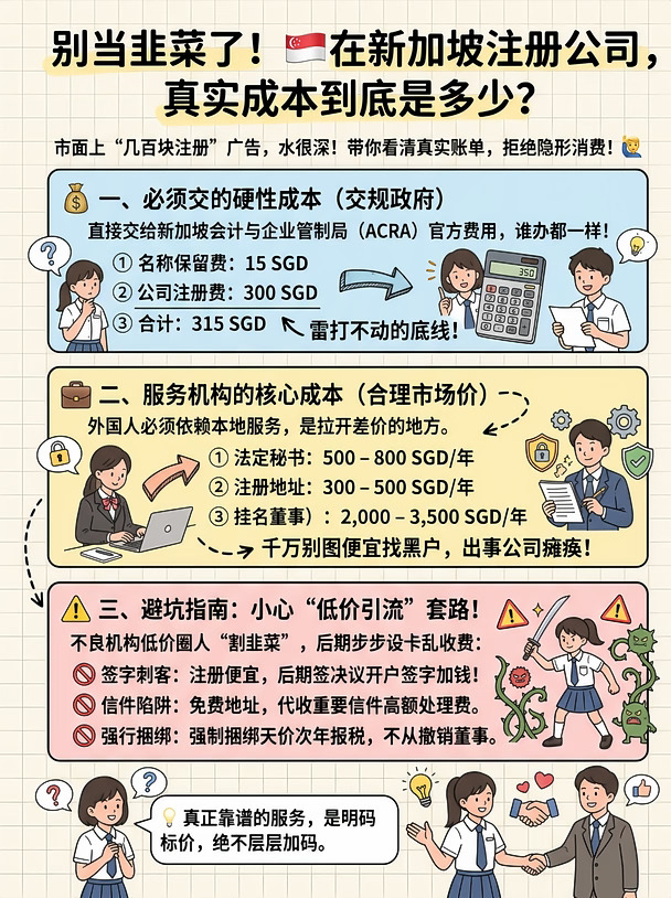 别当韭菜了!新加坡注册公司,真实成本揭秘!