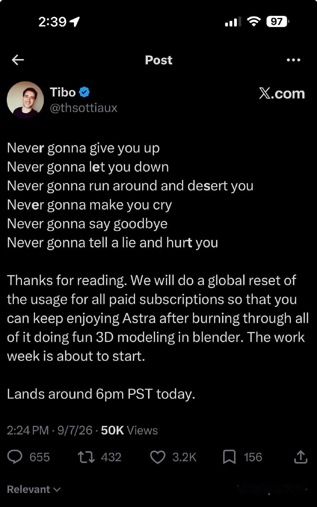 Codex 今天 6pm PST 要重置了 ​