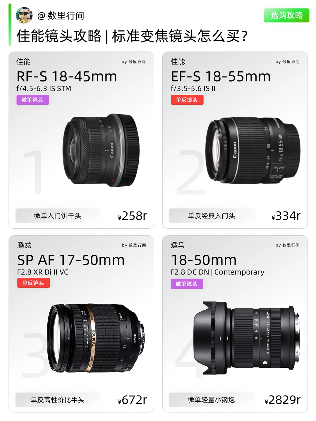 佳能镜头攻略 | 标准变焦镜头怎么买？